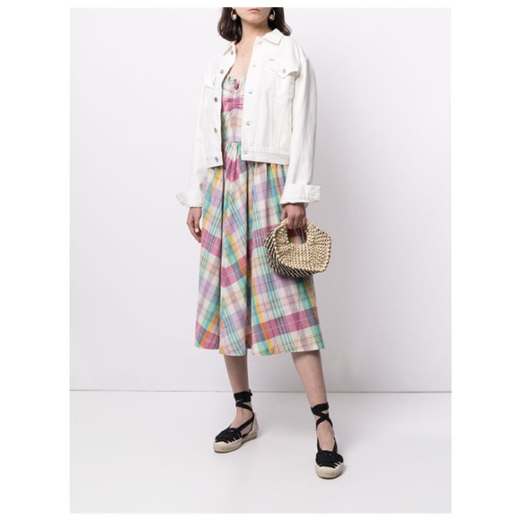 Polo Ralph Lauren Madras Day Dress Ruffle Pastel Spring Colors Midi Sundress 10 - Picture 4 of 14